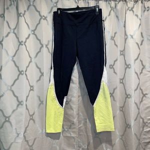 black/yellow/white workout leggings